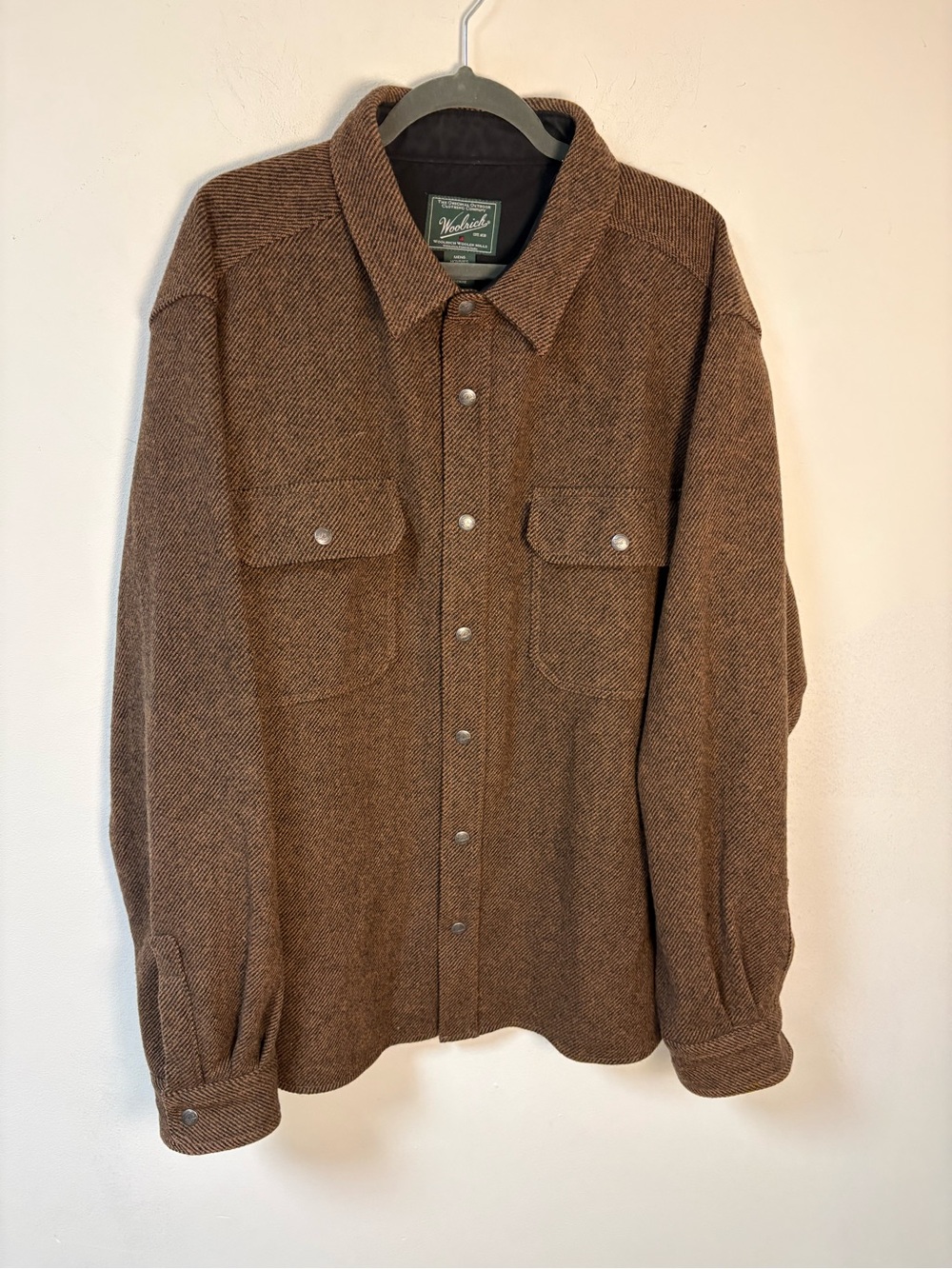 Woolrich Brown Herringbone Snap-Front Shirt Jacket 2XL/T